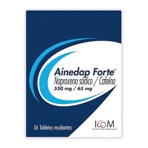Ainedap Forte naproxeno sódico 550 mg + cafeína 65 mg tabletas recubiertas - Caja x 36