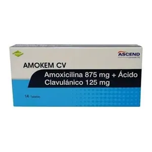 Amokem CV amoxicilina 875 mg + ácido clavulánico 125 mg tabletas Ascend