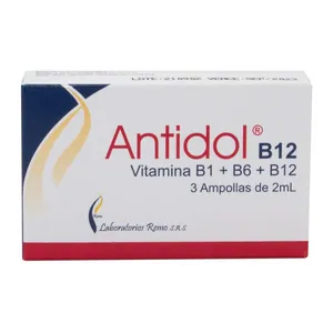 Antidol B12 vitamina B1 + B6 + B12 solución inyectable Remo - Caja x 3