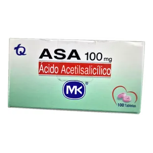 ASA ácido acetilsalicílico 100 mg tabletas MK - Caja x 100