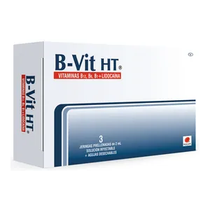 B-Vit HT vitaminas B12, B6, B1 + lidocaína solución inyectable Procaps - Caja x 3