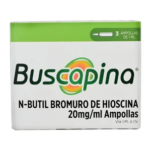 Buscapina N-butilbromuro de hioscina 20 mg/mL ampollas Sanofi - Caja x 3