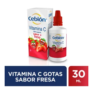 Cebión vitamina C 100 mg/mL gotas sabor fresa 30 mL Merck