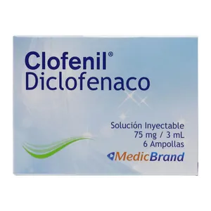 Clofenil diclofenaco 75 mg/3 mL solución inyectable MedicBrand - Caja x 6