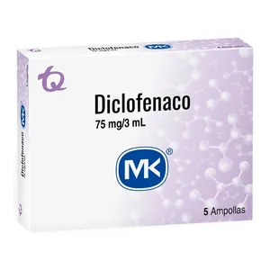 Diclofenaco 75 mg/3 mL solución inyectable MK - Caja x 5