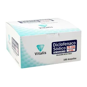 Diclofenaco sódico 75 mg/3 mL solución inyectable Vitalis - Caja x 100