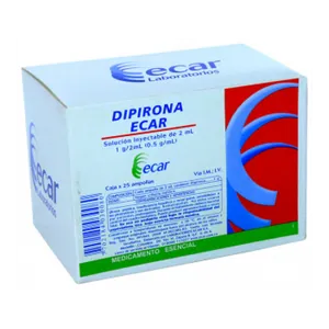 Dipirona 1 g/2 mL solución inyectable Ecar - Caja x 25