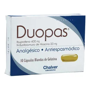 Duopas ibuprofeno 400 mg + hioscina 20 mg cápsulas blandas Chalver - Caja x 10