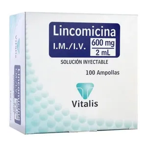 Lincomicina 600 mg/2 mL solución inyectable Vitalis - Caja x 10