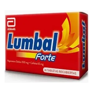 Lumbal Forte naproxeno sódico 550 mg + cafeína 65 mg tabletas recubiertas Abbott - Caja x 36