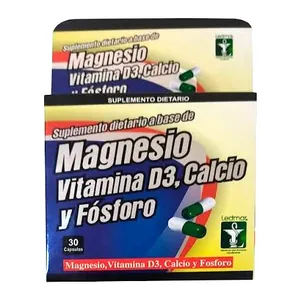 Magnesio + vitamina D3, calcio y fósforo cápsulas x30