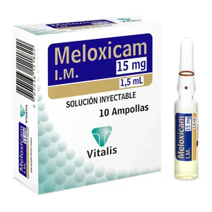 Meloxicam 15 mg/1,5 mL solución inyectable Vitalis - Caja x 10