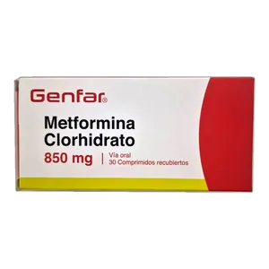 Metformina clorhidrato 850 mg comprimidos recubiertos Genfar - Caja x 30