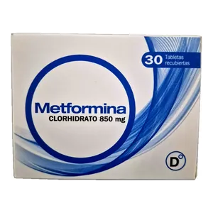 Metformina clorhidrato 850 mg tabletas recubiertas - Sobre x 10