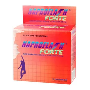 Naproflash Forte naproxeno 500 mg + cafeína 65 mg tabletas recubiertas Novamed - Caja x 80