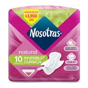 Nosotras Natural toallas invisible clásica x10
