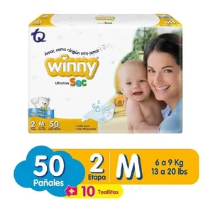Pañales Winny Sec etapa 2 M x50 + 10 toallitas