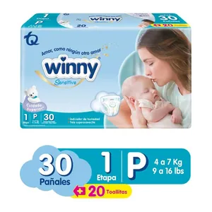 Pañales Winny Sensitive etapa 1 P x30 + 20 toallitas