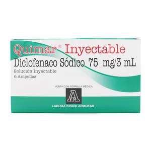 Quimar diclofenaco sódico 75 mg/3 mL solución inyectable Armofar - Caja x 6