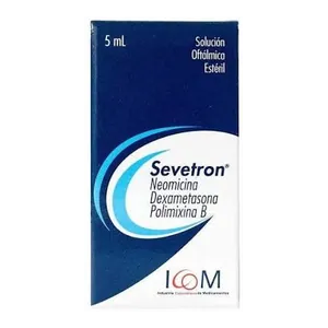 Sevetron neomicina + dexametasona + polimixina B solución oftálmica 5 mL