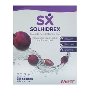 Solhidrex sales de rehidratación oral sabor uva sobres Sanfer - Caja x 30