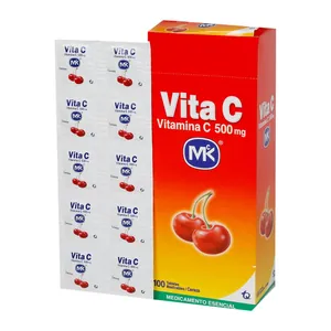Vita C vitamina C 500 mg tabletas masticables cereza MK - Caja x 100
