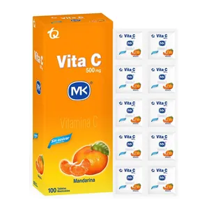 Vita C vitamina C 500 mg tabletas masticables mandarina sin azúcar MK - Caja x 100