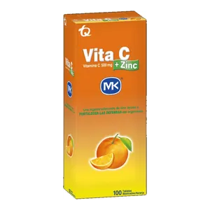 Vita C + Zinc vitamina C 500 mg tabletas masticables naranja MK - Caja x 100