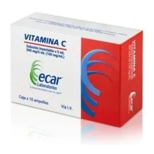 Vitamina C 500 mg/mL solución inyectable 5 mL Ecar - Caja x 10