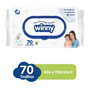 Winny toallitas húmedas aloe y vitamina E x70